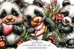 Valentine Panda Clipart - Valentine's Panda PNG Product Image 1