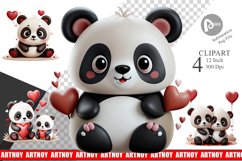 Valentine Panda Clipart Product Image 1