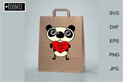 Valentine Panda with heart svg, I love you shirt design Product Image 3