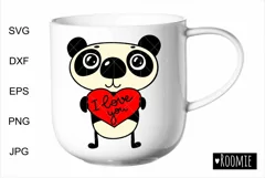 Valentine Panda with heart svg, I love you shirt design Product Image 2