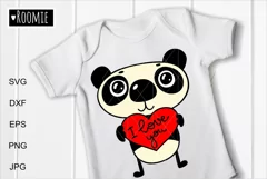 Valentine Panda with heart svg, I love you shirt design Product Image 1