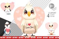 Valentine Parrot Cartoon Clipart Product Image 1