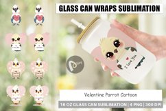 Glass Can Wraps Valentine Parrot Cartoon Product Image 1