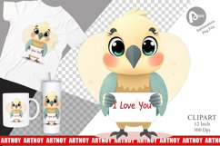 Valentine Parrot Cartoon Clipart Product Image 1