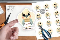 Valentine Parrot Cartoon Sticker Product Image 1