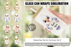 Glass Can Wraps Valentine Parrot Cartoon Product Image 1