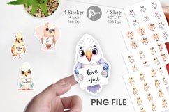 Valentine Parrot Cartoon Sticker Product Image 1