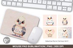 Mouse Pad Valentine Parrot Cartoon Product Image 1