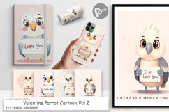 Digital Paper Valentine Parrot Cartoon Product Image 1
