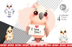 Valentine Parrot Cartoon Clipart Product Image 1