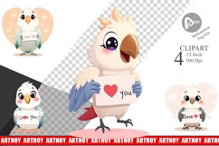 Valentine Parrot Cartoon Clipart Product Image 1