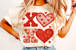 XoXo Patchwork PNG, Valentine's Day PNG, Love PNG, Cupid PNG Product Image 1