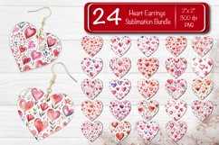 Valentine earring sublimation heart earrings heart shape sublimation design with watercolor Valentine patterns hearts
