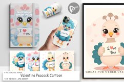 Digital Paper Valentine Peacock Cartoon Product Image 1