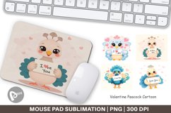 Mouse Pad Valentine Peacock Cartoon Product Image 1