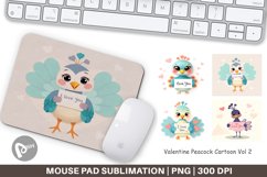 Mouse Pad Valentine Peacock Cartoon Product Image 1