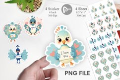 Valentine Peacock Cartoon Sticker Product Image 1