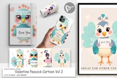 Digital Paper Valentine Peacock Cartoon Product Image 1