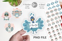 Valentine Peacock Cartoon Sticker Product Image 1
