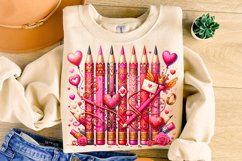 Pencils Valentines Day PNG, Teacher Valentines PNG, Xoxo Png Product Image 3