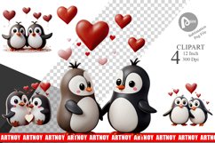Valentine Penguin Clipart Product Image 1