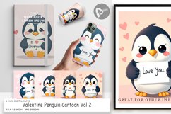 Digital Paper Valentine Penguin Cartoon Product Image 1