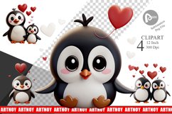 Valentine Penguin Clipart Product Image 1