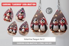 Earring teardrop sublimation design Valentine Penguin Product Image 1