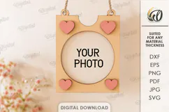 Valentine's Day Photo Frame Laser Cut. Wall Photo Frame SVG Product Image 1