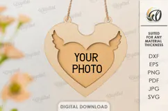 Valentine's Day Photo Frame Laser Cut. Wall Photo Frame SVG Product Image 1