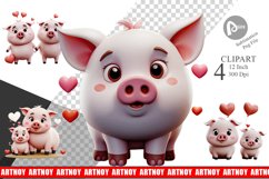 Valentine Pig Clipart Product Image 1