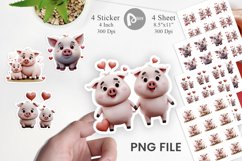 Valentine Pig Sticker Product Image 1