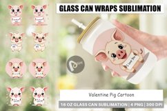 Glass Can Wraps Valentine Pig Cartoon Product Image 1
