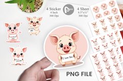 Valentine Pig Cartoon Sticker Product Image 1