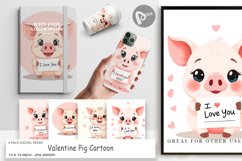 Digital Paper Valentine Pig Cartoon Product Image 1