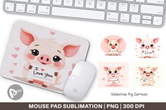 Mouse Pad Valentine Pig Cartoon Product Image 1