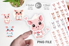 Valentine Pig Cartoon Sticker Product Image 1