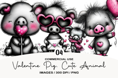 Valentine Pig, Cute Animal Clipart Product Image 1