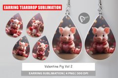Earring teardrop sublimation design Valentine Pig Product Image 1