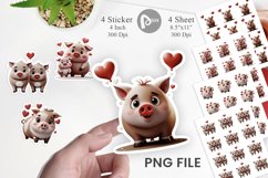Valentine Pig Sticker Product Image 1