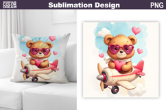 Valentine Bear Pillow Design | IrValentines Day Sublimation Product Image 1