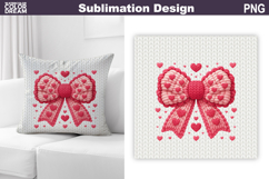 Valentine Pillow Design | Red Bow With Heard Product Image 1