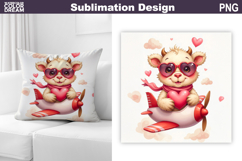 Valentine Cow Pillow Design | Valentines Day Sublimation Product Image 1
