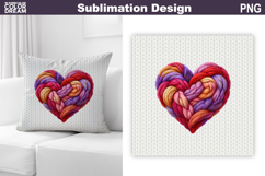 Valentine Heart Pillow Design | Knitted Heart Valentines Day Product Image 1