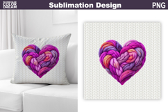 Valentine Heart Pillow Design | Knitted Heart Valentines Day Product Image 1