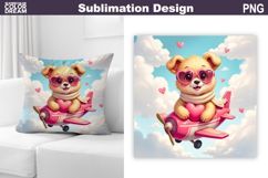 Valentine Dog Pillow Design | Valentines Day Sublimation Product Image 1