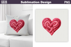 Valentine Heart Pillow Design | Knitted Heart Valentines Day Product Image 1