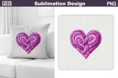Valentine Heart Pillow Design | Knitted Heart Valentines Day Product Image 1