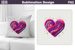 Valentine Heart Pillow Design | Knitted Heart Valentines Day Product Image 1