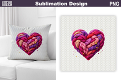 Valentine Heart Pillow Design | Knitted Heart Valentines Day Product Image 1